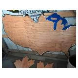 Plywood Template of United States & 2 Maple Leaves