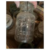 Mixed Lot - Wood Table, Steel Desk Frame & Ball Jars