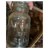 Mixed Lot - Wood Table, Steel Desk Frame & Ball Jars