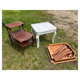 Tables, Side Stand & 4 Wood Chairs