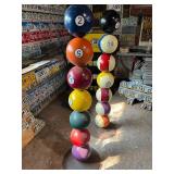 Pair of Pool Ball Art Made from Bowling Balls