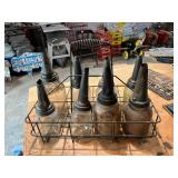 Vintage Glass Oil Jars with Carrier