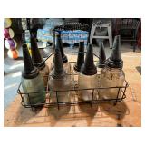 Vintage Glass Oil Jars with Carrier