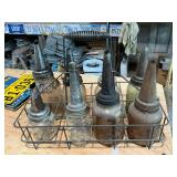 Vintage Glass Oil Jars with Carrier