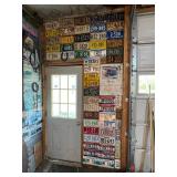 Wall of License Plates - 1935 ND, 1943 MN, Canadian Plates, 1945 Ohio & Many More Good Ones