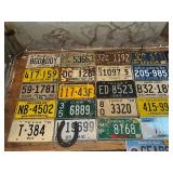 Wall of License Plates - 1935 ND, 1943 MN, Canadian Plates, 1945 Ohio & Many More Good Ones