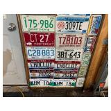 Wall of License Plates - 1935 ND, 1943 MN, Canadian Plates, 1945 Ohio & Many More Good Ones