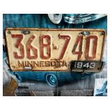 Wall of License Plates - 1935 ND, 1943 MN, Canadian Plates, 1945 Ohio & Many More Good Ones