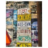 Wall of License Plates - 1935 ND, 1943 MN, Canadian Plates, 1945 Ohio & Many More Good Ones