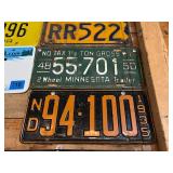 Wall of License Plates - 1935 ND, 1943 MN, Canadian Plates, 1945 Ohio & Many More Good Ones