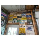 Wall of License Plates - 1935 ND, 1943 MN, Canadian Plates, 1945 Ohio & Many More Good Ones