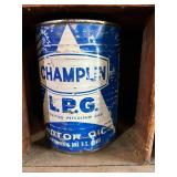 All Oil Cans Pictured in Cabinet