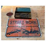 State Farm Mutual Auto Ins Co License Plate Tag, Vintage Wrenches & Street Work Sign