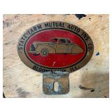 State Farm Mutual Auto Ins Co License Plate Tag, Vintage Wrenches & Street Work Sign