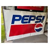 Large Pepsi Metal Sign with Wood Backer Frame