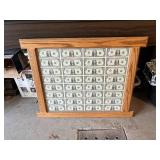 One Dollar Bills in Wood Frame