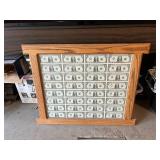 One Dollar Bills in Wood Frame