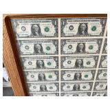 One Dollar Bills in Wood Frame