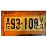 1922 MN License Plate