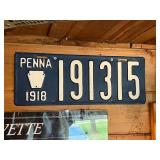 1918 Pennsylvania License Plate