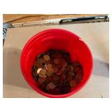Tall Folgers Can Approx Half Full of Canadian Pennies