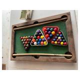 13" x 20" Pool Table with Balls & Trophy