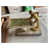 13" x 20" Pool Table with Balls & Trophy