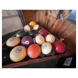 Large Pool Balls & Rack - Made From Bowling Balls - Large & Heavy