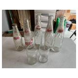 Vintage Pepsi Bottles & Glasses with Syrup Fill Line