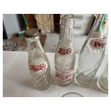 Vintage Pepsi Bottles & Glasses with Syrup Fill Line