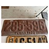 Vintage License Plates - 1920 Penna, 1928 MN, 1926 ND, 1950 Manitoba