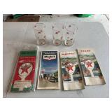 Vintage Gas Station Maps & Pegasus Glasses