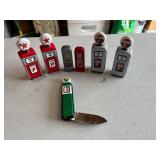 Gas Pump Salt & Pepper Shakers & Knife
