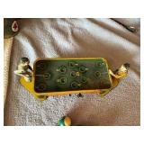 Vintage Winding Mechanical Litho Tin Toy Pool Table - Rare