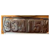 1917 Wisconsin License Plate