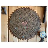 Large Saw Blade Covered with Wheat Back Pennies