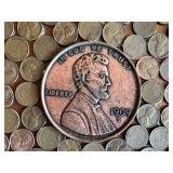 Large Saw Blade Covered with Wheat Back Pennies