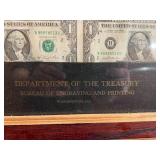 Department of The Treasury Framed Uncut Sheet of Dollar Bills