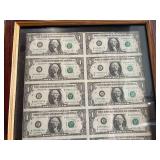 Department of The Treasury Framed Uncut Sheet of Dollar Bills