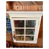 Wood Display Cabinet & Contents