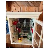 Wood Display Cabinet & Contents