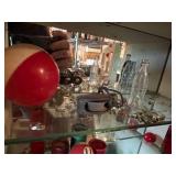 Wood Display Cabinet & Contents