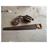 Wood Pulleys & Long Hand Saw