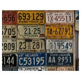 1969 License Plate From Every State Mounted on Plywood