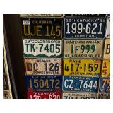 1969 License Plate From Every State Mounted on Plywood