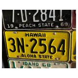 1969 License Plate From Every State Mounted on Plywood