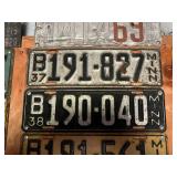 MN License Plates 1915-1917 & 1937 - 1940