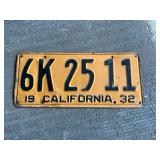 1932 California License Plate