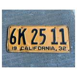 1932 California License Plate
