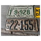 ND License Plates - 1924, 1938, 1947, 1956, 1958
